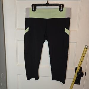 lululemon athletica Black and Light Green Leggings